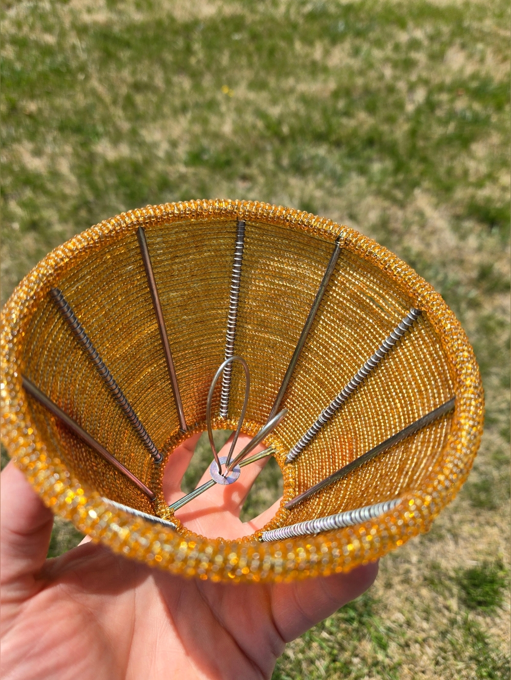 2 Amber / Golden Beaded Mini Lampshades.   ?Boho? - Picture 4 of 6